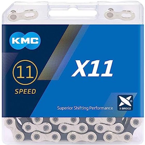 Catena KMC X11 11 velocità 118 Maglie Argento - Nero